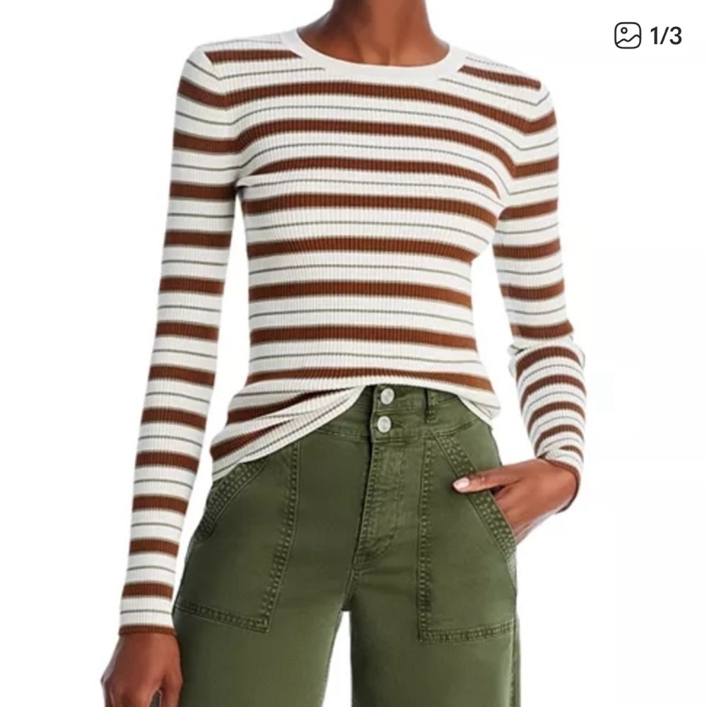 Stripe Crew Sweater in Mocha Multi Olivaceous